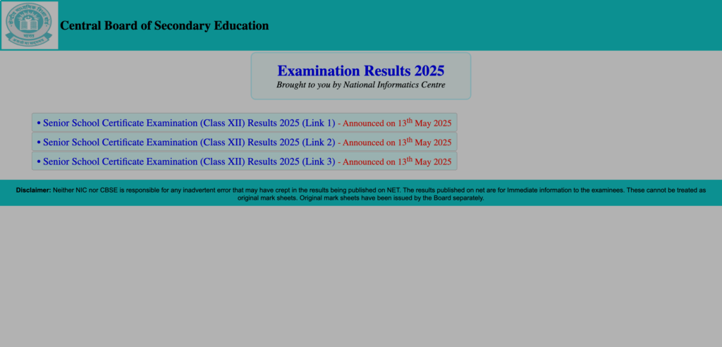 CBSE Class 12 Results 2025 Declared