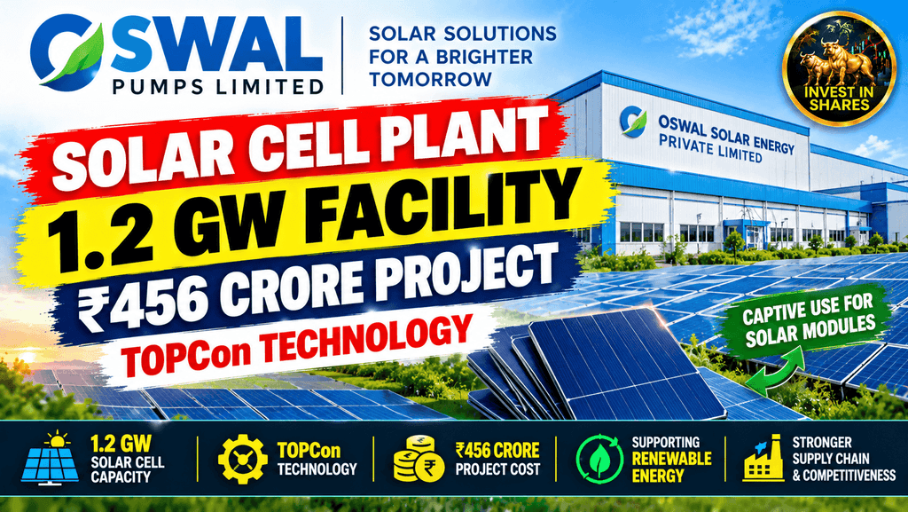 Oswal Pumps Announces ₹456 Crore Solar Cell Plant | Cost, Funding and Profitability Outlook